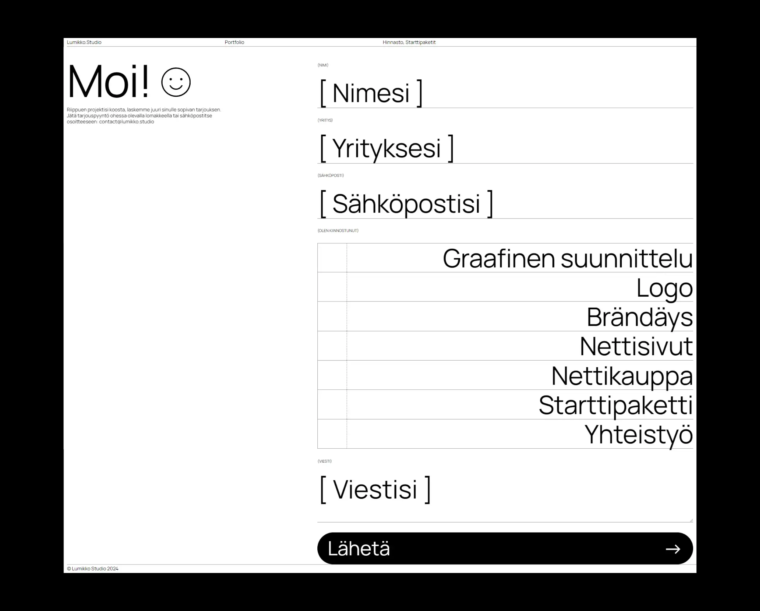 Lumikko Studio - Contact form